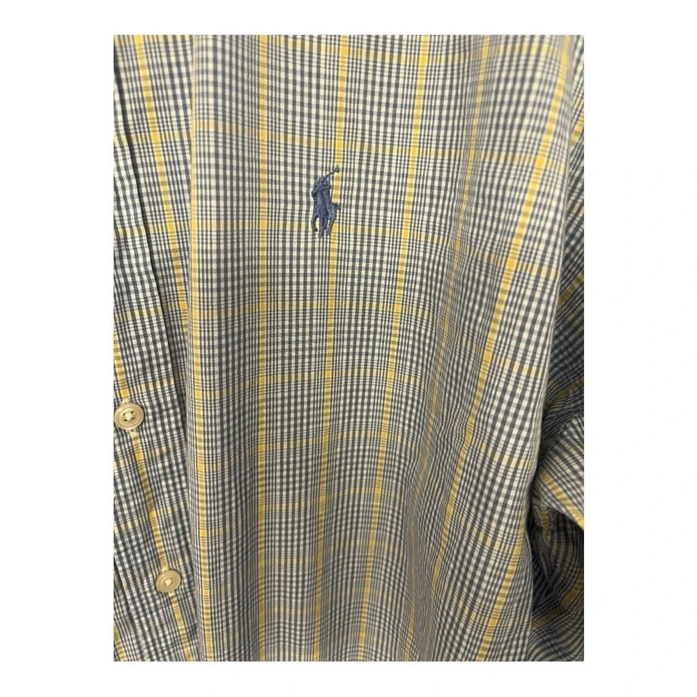Polo Ralph Lauren Yarmouth Size 16 1:2 34/35 Long Sleeve Shirt Blue & Yellow